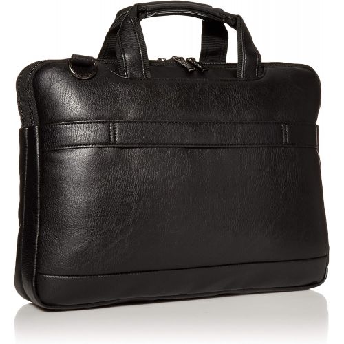  [아마존베스트]Kenneth Cole Reaction ProTec Faux Pebbled Leather Slim 16 Laptop Business Briefcase / Tablet Bag, Black