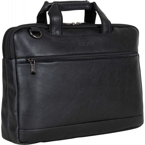  [아마존베스트]Kenneth Cole Reaction ProTec Faux Pebbled Leather Slim 16 Laptop Business Briefcase / Tablet Bag, Black