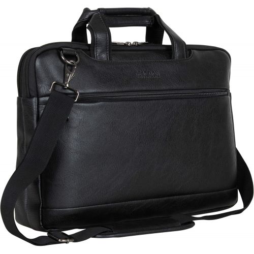  [아마존베스트]Kenneth Cole Reaction ProTec Faux Pebbled Leather Slim 16 Laptop Business Briefcase / Tablet Bag, Black