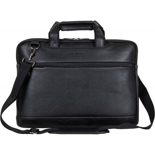  [아마존베스트]Kenneth Cole Reaction ProTec Faux Pebbled Leather Slim 16 Laptop Business Briefcase / Tablet Bag, Black