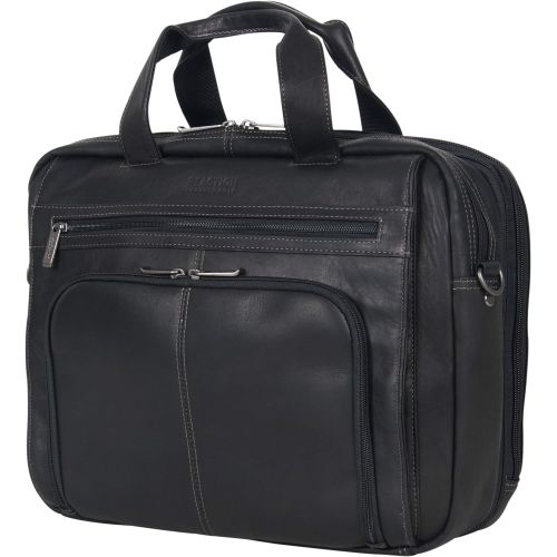  [아마존베스트]Kenneth Cole Reaction Colombian Leather Dual Compartment Expandable 15.6 Laptop Portfolio, Black