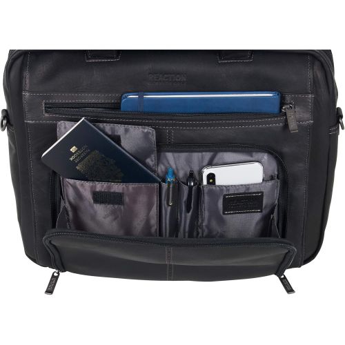  [아마존베스트]Kenneth Cole Reaction Colombian Leather Dual Compartment Expandable 15.6 Laptop Portfolio, Black