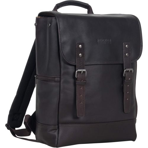  Kenneth Cole REACTION Kenneth Cole Reaction Colombian Leather Single Compartment Flapover 14.1” Laptop Backpack (RFID), Cognac