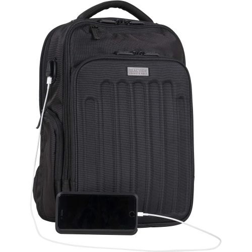  Kenneth Cole REACTION Kenneth Cole Reaction 1680d Polyester Dual Compartment 15.6 Laptop Backpack with USB Port (RFID), Black