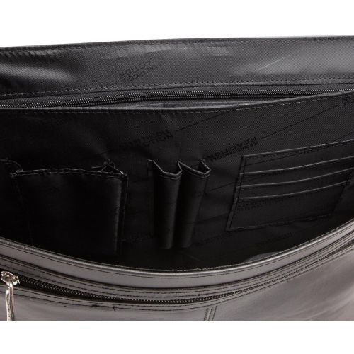  Kenneth Cole REACTION Kenneth Cole Reaction Genuine Leather Dual Compartment Flapover Business Portfolio, Black