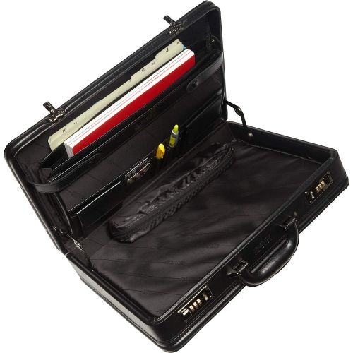  Kenneth Cole REACTION Kenneth Cole Reaction Manhattan Leather Single Compartment Expandable 17 Laptop Attache, Black