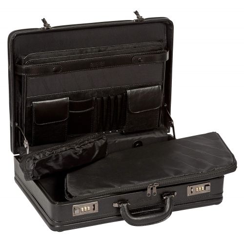  Kenneth Cole REACTION Kenneth Cole Reaction Manhattan Leather Single Compartment Expandable 17 Laptop Attache, Black