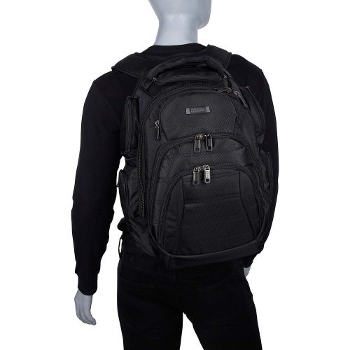  Kenneth Cole REACTION Kenneth Cole Reaction 1680d Polyester Double Gusset 17.0” Laptop Backpack, Black