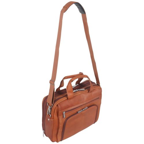  Kenneth Cole REACTION Kenneth Cole Reaction Colombian Leather Dual Compartment Expandable 15.6 Laptop Portfolio, Cognac