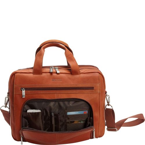  Kenneth Cole REACTION Kenneth Cole Reaction Colombian Leather Dual Compartment Expandable 15.6 Laptop Portfolio, Cognac