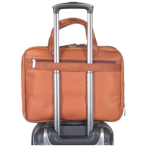  Kenneth Cole REACTION Kenneth Cole Reaction Colombian Leather Dual Compartment Expandable 15.6 Laptop Portfolio, Cognac