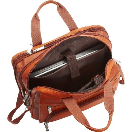  Kenneth Cole REACTION Kenneth Cole Reaction Colombian Leather Dual Compartment Expandable 15.6 Laptop Portfolio, Cognac