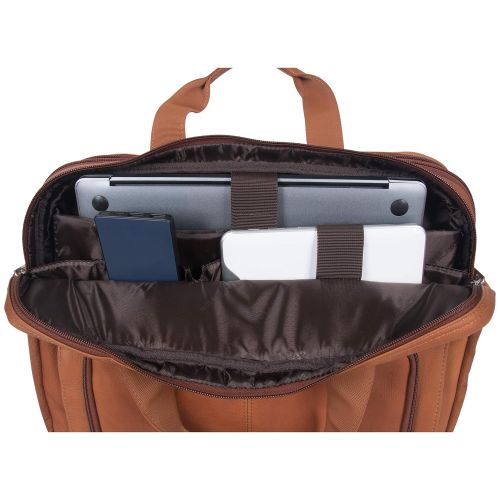  Kenneth Cole REACTION Kenneth Cole Reaction Colombian Leather Dual Compartment Expandable 15.6 Laptop Portfolio, Cognac