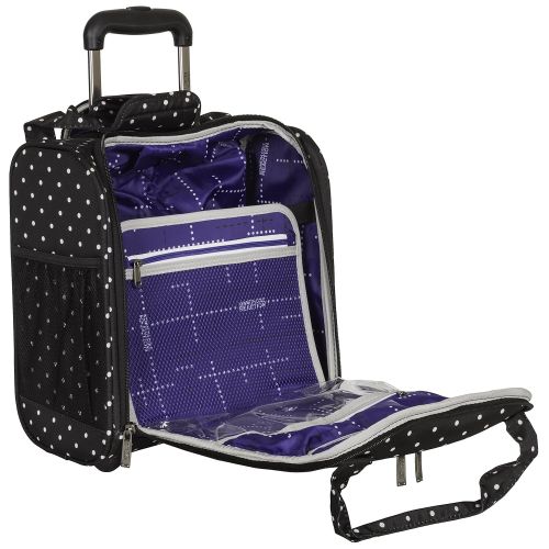  Kenneth Cole REACTION Kenneth Cole Reaction Dot Matrix 14 600d Polka Dot Polyester 2-Wheel Underseater Carry-on, Black