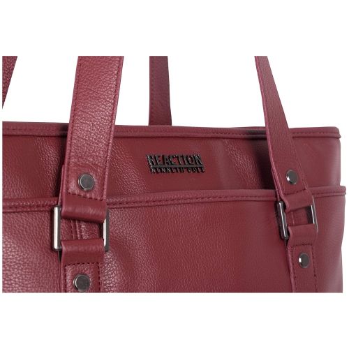  Kenneth Cole REACTION Kenneth Cole Reaction Womens Downtown Darling Leather Single Compartment 16 Laptop Tote, Red