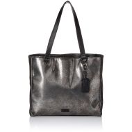 Kenneth Cole REACTION Kenneth Cole Reaction Womens Downtown Darling Faux Leather Single Compartment 15 Laptop Travel Tote, Metallic Silver