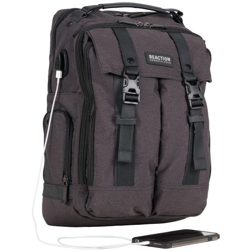  Kenneth Cole REACTION Kenneth Cole Reaction 600d Polyester Dual Compartment 15.6” Laptop Travel Backpack, Charcoal