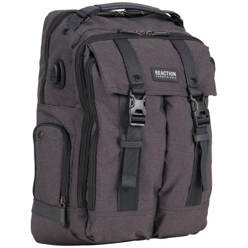  Kenneth Cole REACTION Kenneth Cole Reaction 600d Polyester Dual Compartment 15.6” Laptop Travel Backpack, Charcoal