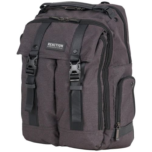  Kenneth Cole REACTION Kenneth Cole Reaction 600d Polyester Dual Compartment 15.6” Laptop Travel Backpack, Charcoal