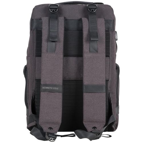  Kenneth Cole REACTION Kenneth Cole Reaction 600d Polyester Dual Compartment 15.6” Laptop Travel Backpack, Charcoal