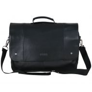 Kenneth Cole REACTION Kenneth Cole Reaction Leather Dual Compartment Flapover 16.0 Computer Business Crossbody Portfolio Laptop Briefcase Black One Size