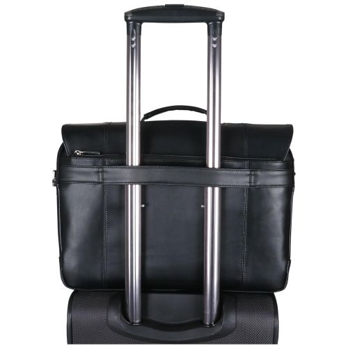  Kenneth Cole REACTION Kenneth Cole Reaction Leather Dual Compartment Flapover 16.0 Computer Business Crossbody Portfolio Laptop Briefcase Black One Size