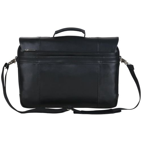  Kenneth Cole REACTION Kenneth Cole Reaction Leather Dual Compartment Flapover 16.0 Computer Business Crossbody Portfolio Laptop Briefcase Black One Size