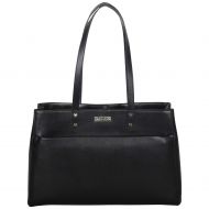 Kenneth Cole REACTION Kenneth Cole Reaction Womens Downtown Darling Faux Leather Dual Compartment 15 Laptop Tote, Black