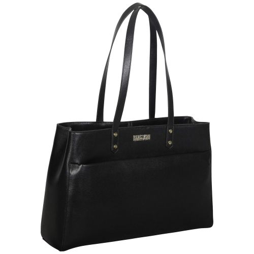  Kenneth Cole REACTION Kenneth Cole Reaction Womens Downtown Darling Faux Leather Dual Compartment 15 Laptop Tote, Black