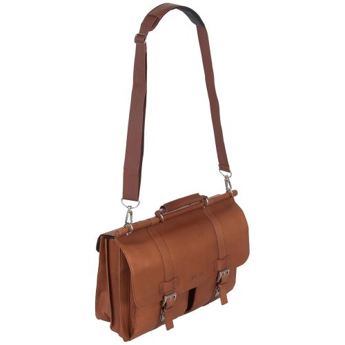  Kenneth Cole REACTION Kenneth Cole Reaction Colombian Leather Dual Compartment Flapover 15 Laptop Dowelrod Business Portfolio, Cognac