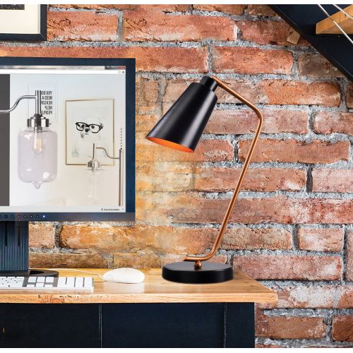  Kenroy Home Alvar Matte Black with Antique Brass Accents Desk Lamp