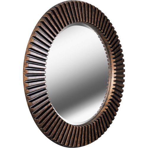  Kenroy Home Kenroy 60021 Transitional Wall Mirror from North Beach Collection in Bronze/Dark Finish, 34 Inch Diameter