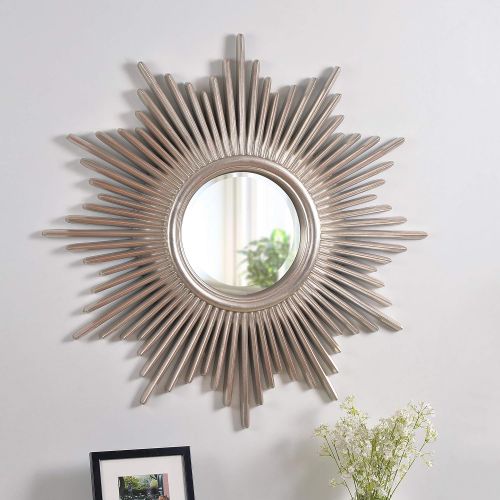  Kenroy Home Modern Wall Mirror ,36 Inch Height, 36 Inch Diameter, 1.5 Inch Ext with Antique Silver Finish with Warm Highlights