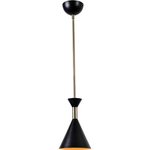  Kenroy Home Arne 1 Light Pendant, Matte Black with Antique Brass Finish