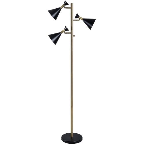  Kenroy Home Arne 1 Light Pendant, Matte Black with Antique Brass Finish