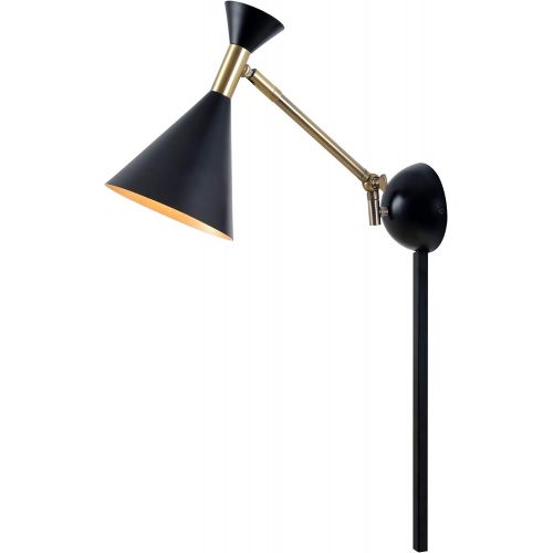  Kenroy Home Arne 1 Light Pendant, Matte Black with Antique Brass Finish