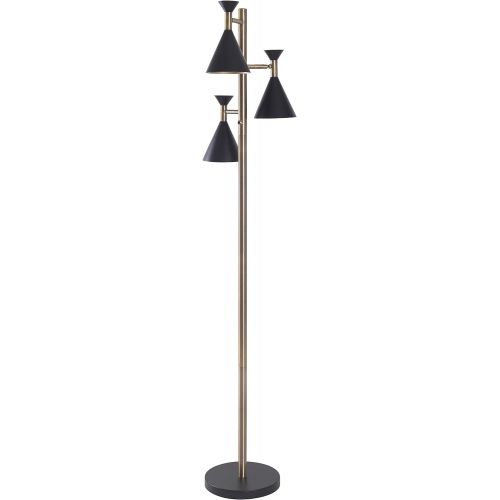  Kenroy Home Arne 1 Light Pendant, Matte Black with Antique Brass Finish