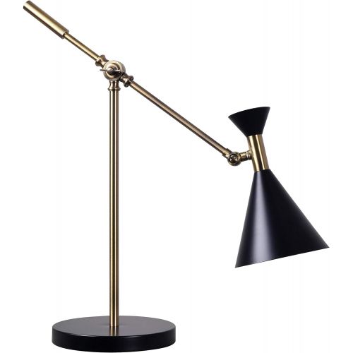  Kenroy Home Arne 1 Light Pendant, Matte Black with Antique Brass Finish