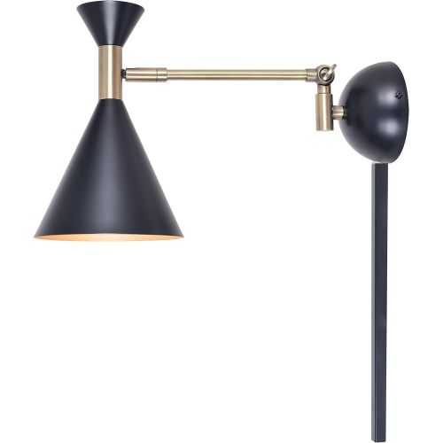  Kenroy Home Arne 1 Light Pendant, Matte Black with Antique Brass Finish