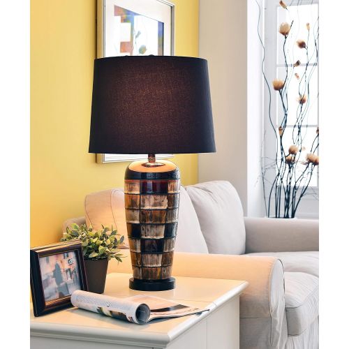  Kenroy Home 32273CER Torino Table Lamp, Ceramic Squares Finish