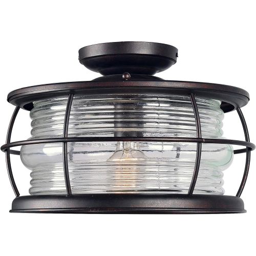  Kenroy Home Beacon Semi Flush Fixture Light, Convertible, Blackened Gilded Copper