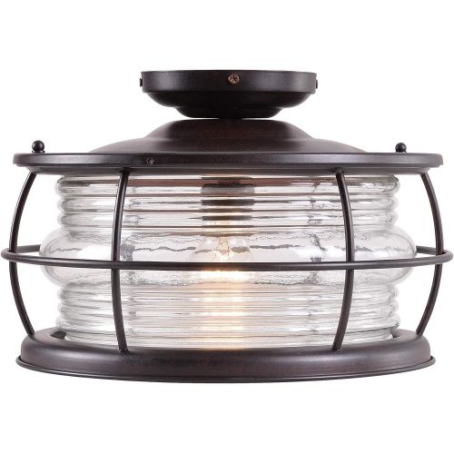  Kenroy Home Beacon Semi Flush Fixture Light, Convertible, Blackened Gilded Copper