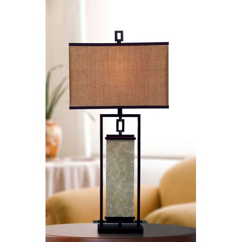  Kenroy Home Plateau Table Lamp with 15 inch Gold Fabric shade