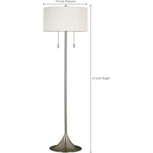  Kenroy Home 21405BS Stowe Floor Lamp In Brushed Steel Finish With A White Textured Drum Shade, 19 x 19 x 60