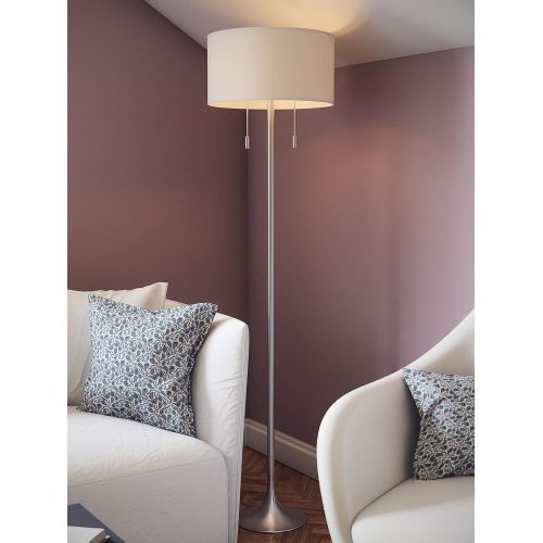  Kenroy Home 21405BS Stowe Floor Lamp In Brushed Steel Finish With A White Textured Drum Shade, 19 x 19 x 60