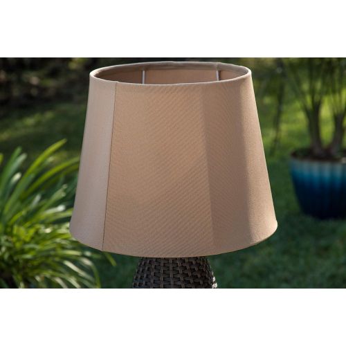  Kenroy Home 32203BRZ Sunset Outdoor Table Lamp, 16 x 16 x 26, Bronze Rattan Finish