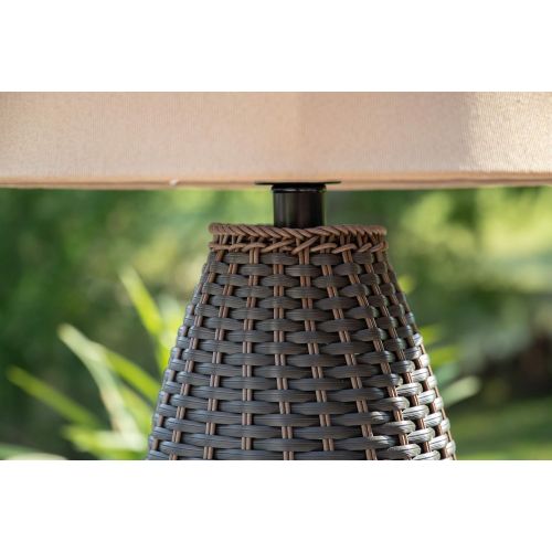  Kenroy Home 32203BRZ Sunset Outdoor Table Lamp, 16 x 16 x 26, Bronze Rattan Finish