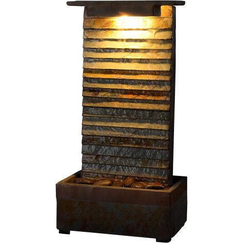  Kenroy Home 51023SLCOP Stave IndoorOutdoor Table Fountain with Light, Slate and Copper