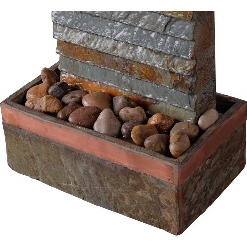  Kenroy Home 51023SLCOP Stave IndoorOutdoor Table Fountain with Light, Slate and Copper