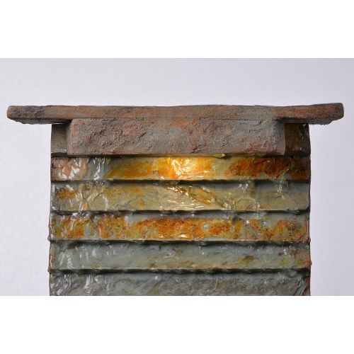  Kenroy Home 51023SLCOP Stave IndoorOutdoor Table Fountain with Light, Slate and Copper